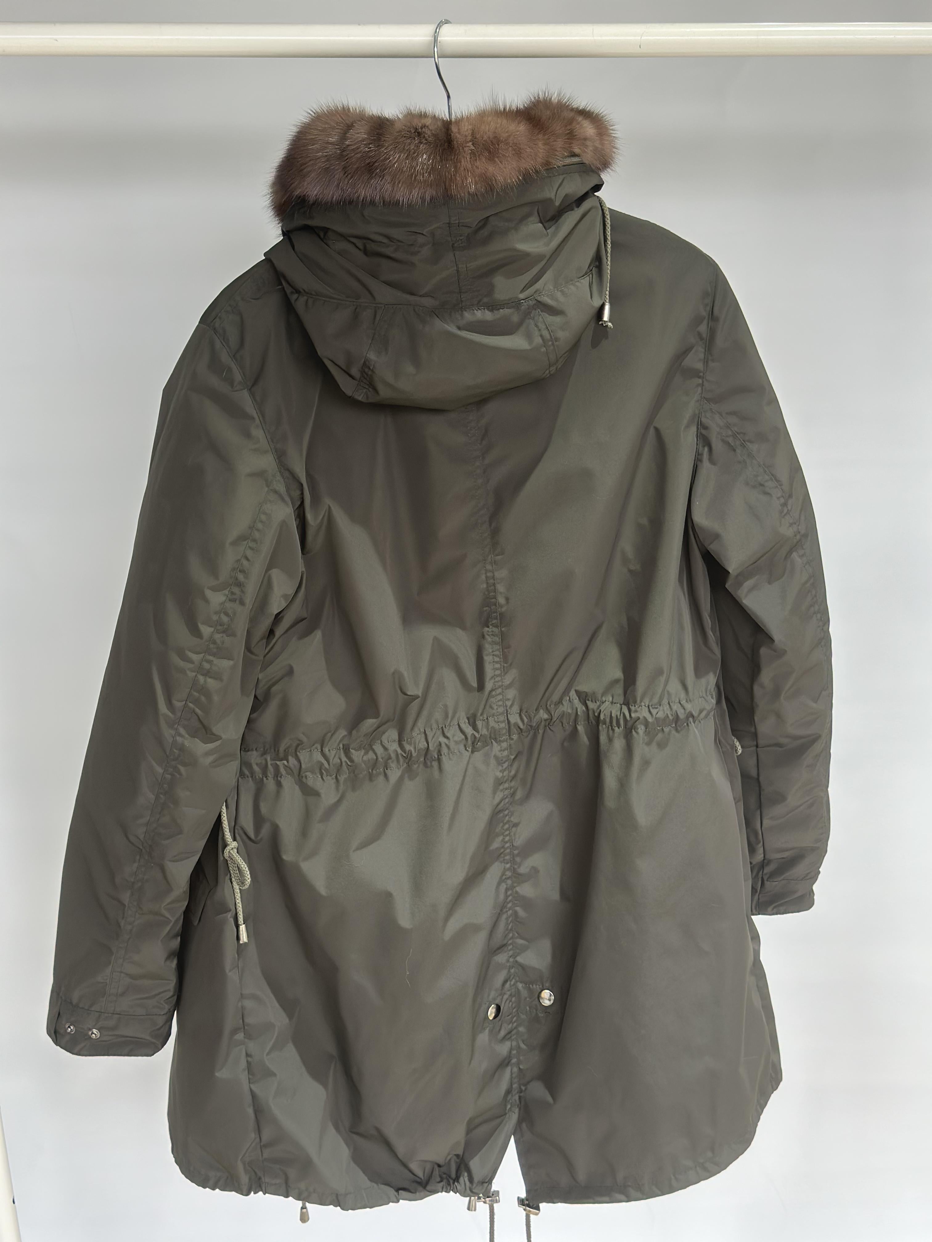 Olive Sable Fur Hooded Parka
