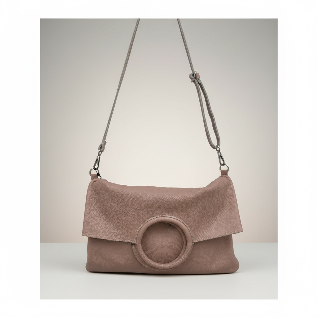 Beige Leather Shoulder Bag