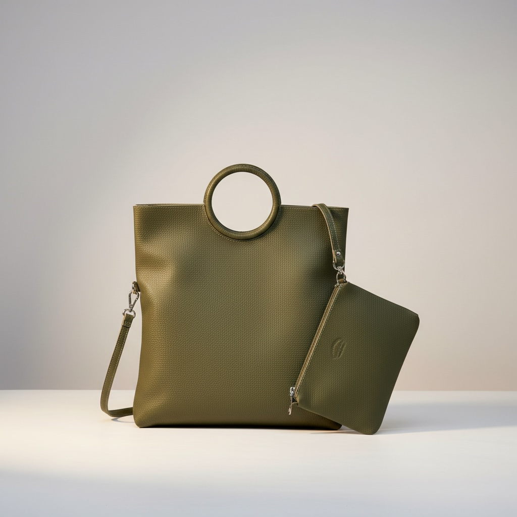 Olive Leather Tote Bag