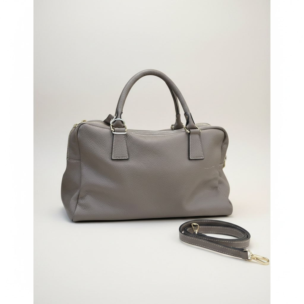 Taupe Leather Shoulder Bag