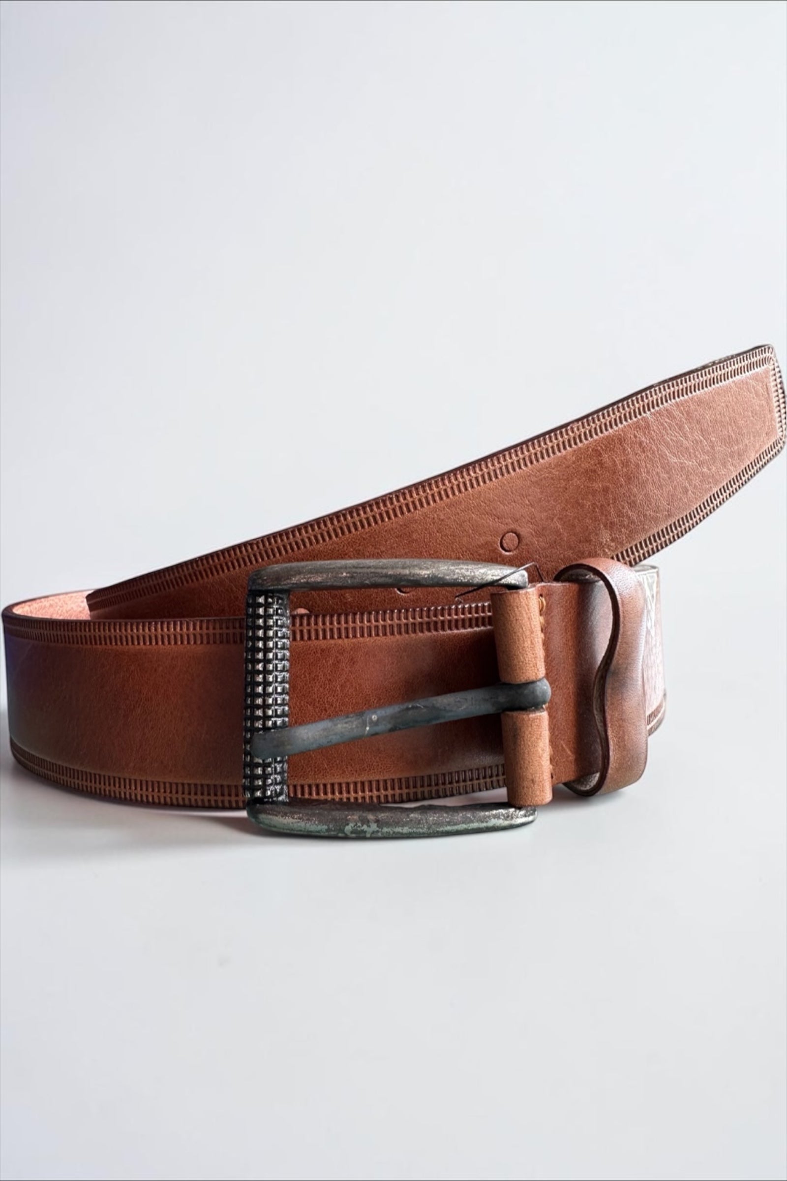 Tan Embossed Leather Belt