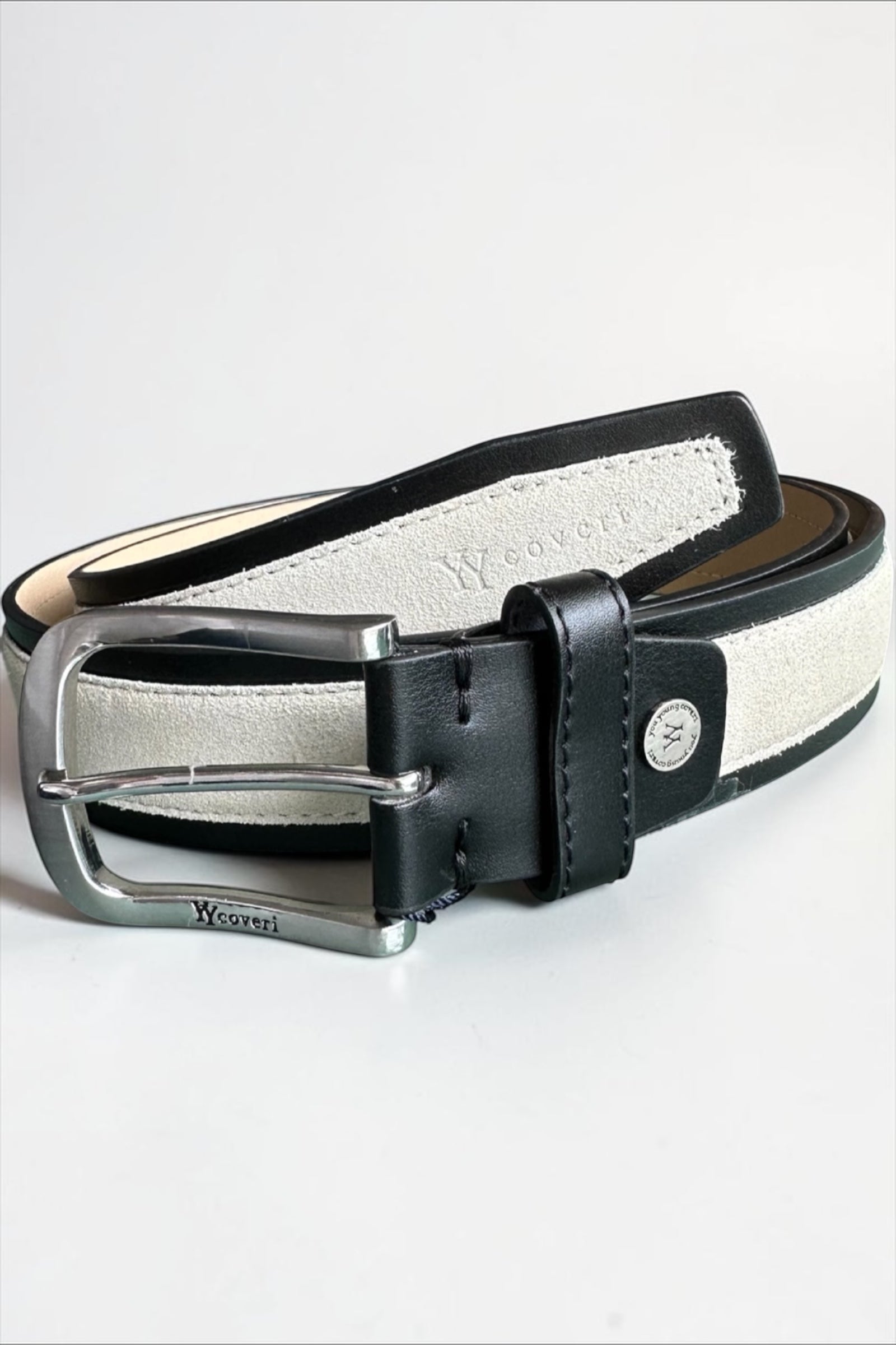 Black and Tan Suede Leather Belt