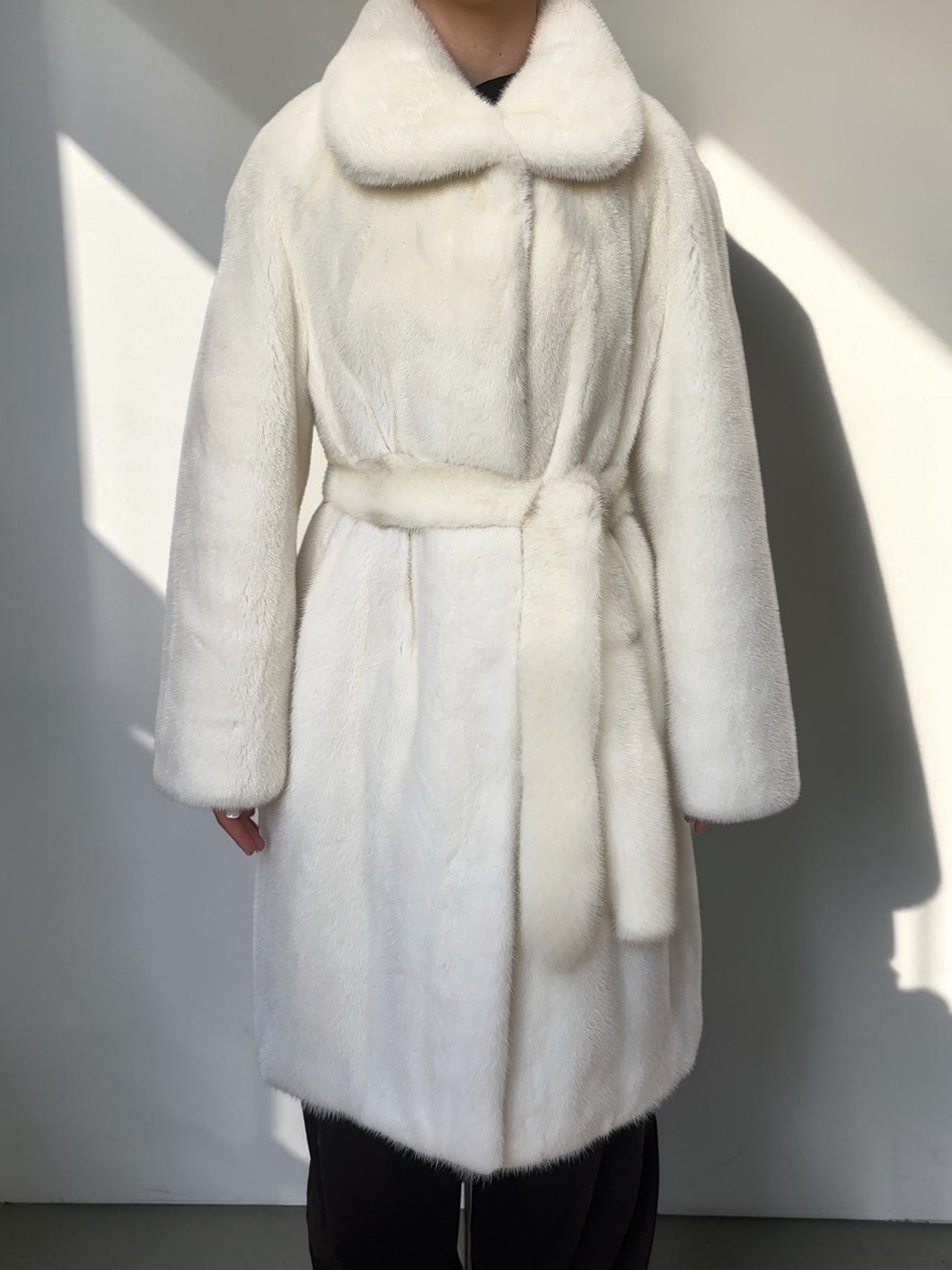 White Mink Coat With Shawl Collar