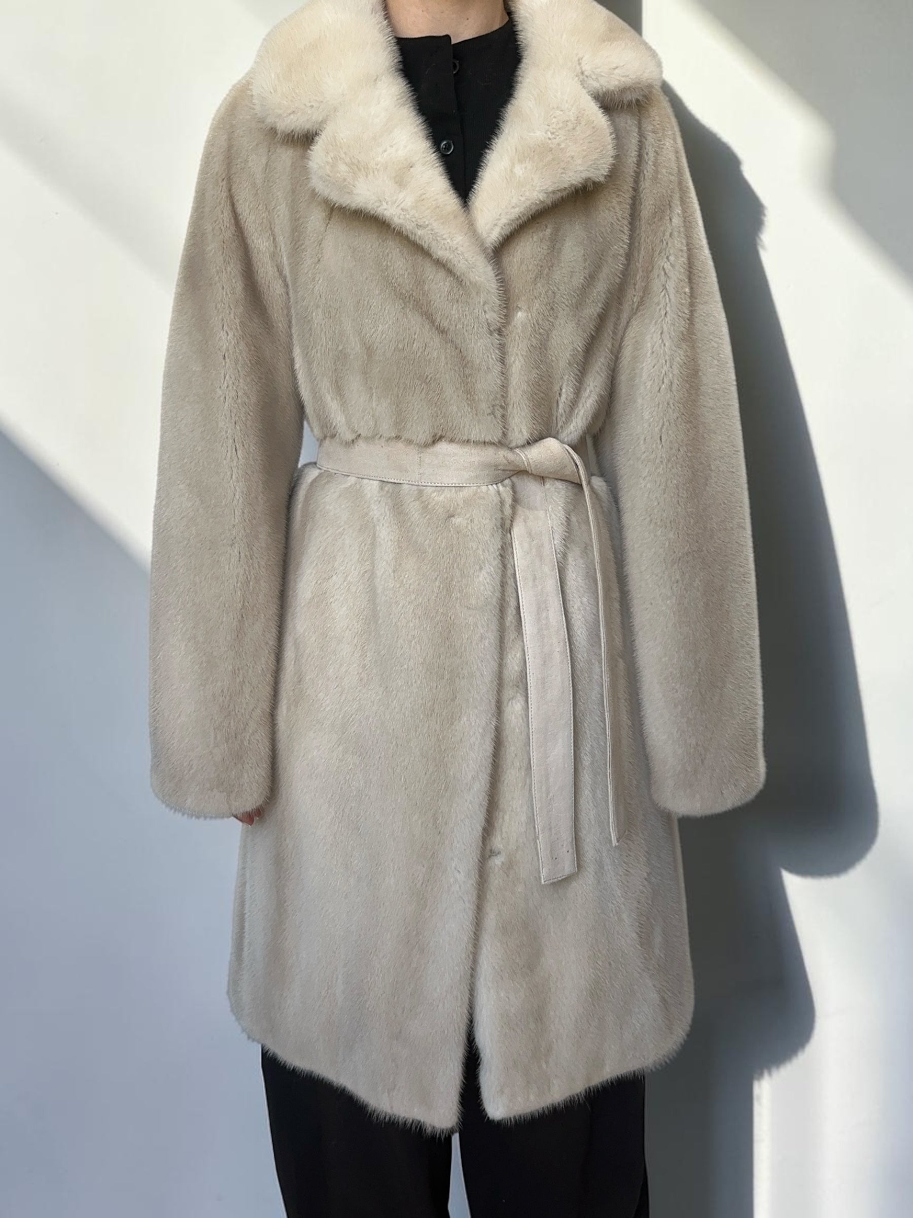 White Mink Coat With Shawl Collar