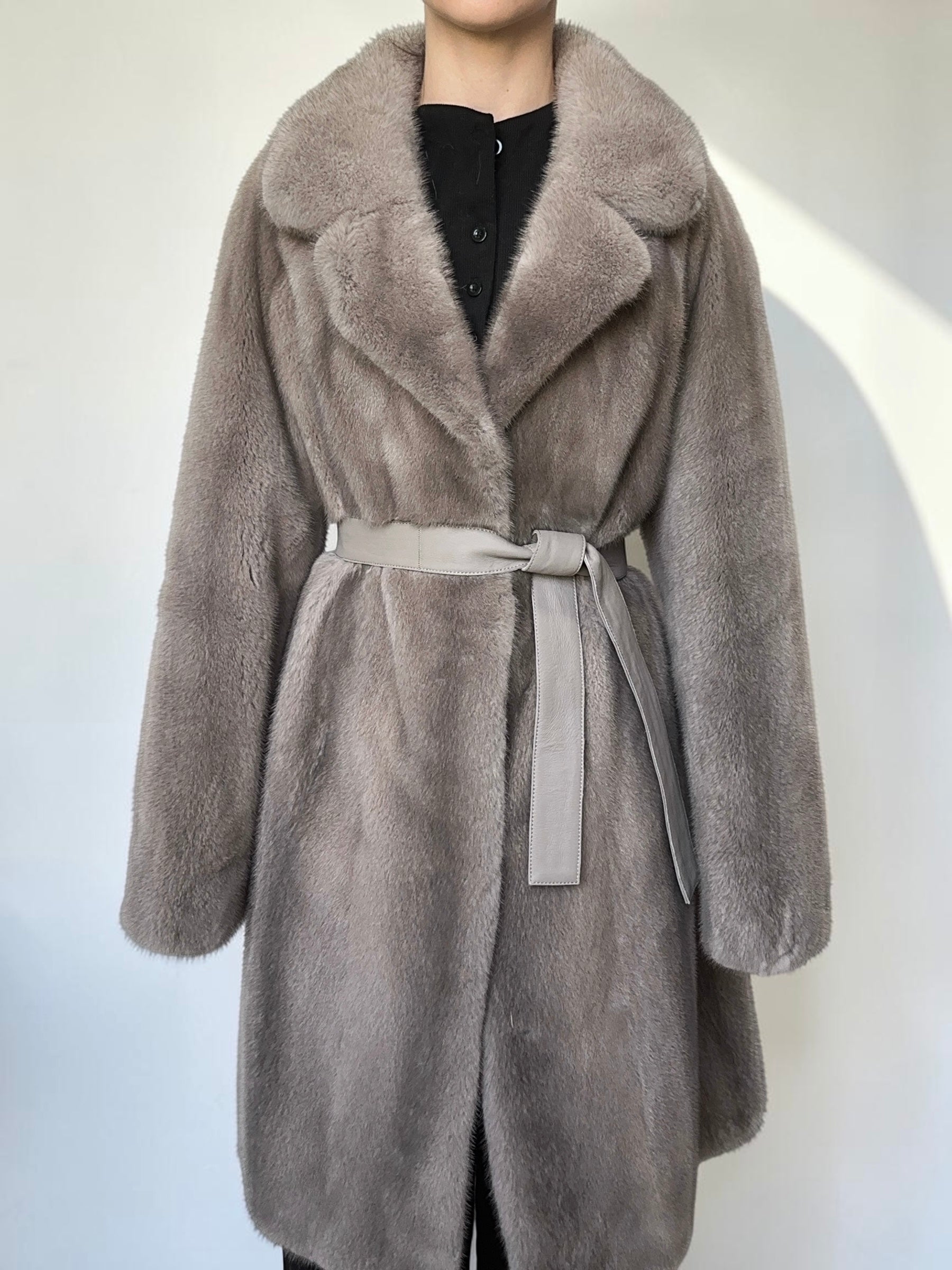 White Mink Coat With Shawl Collar