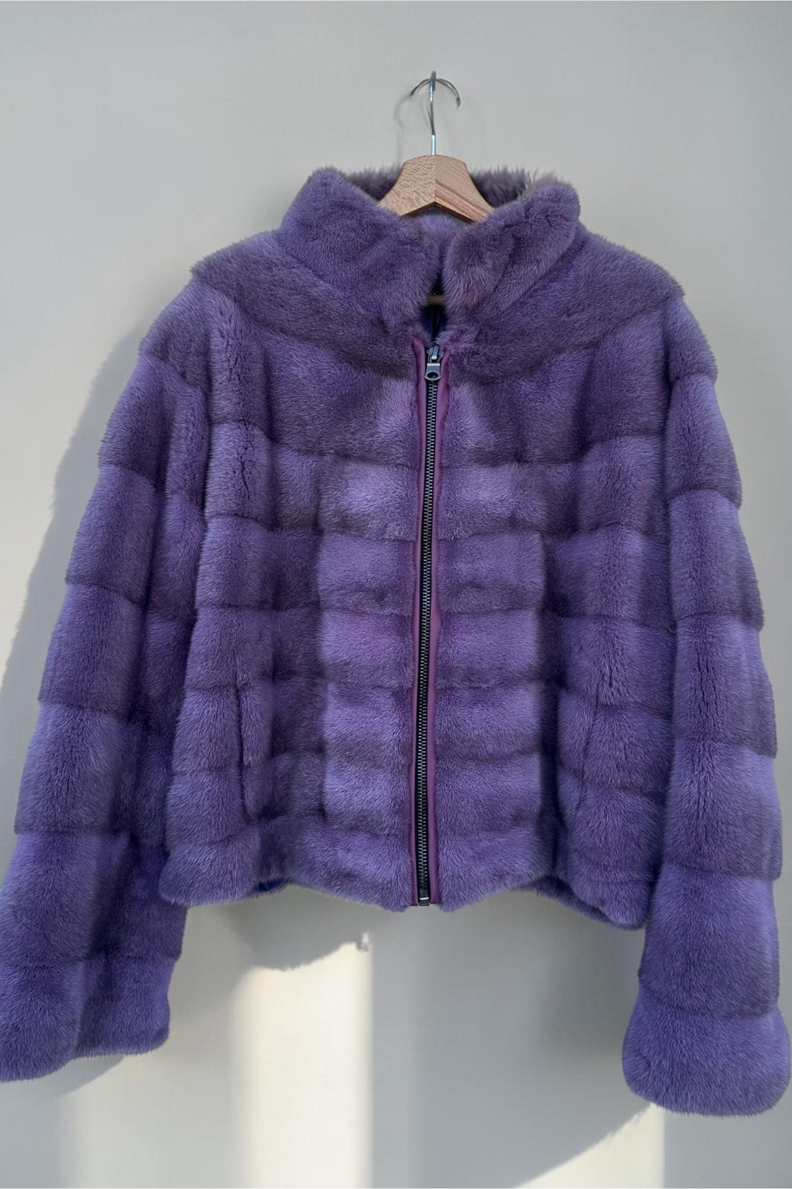 Purple Mink Short Jacket With Zipper