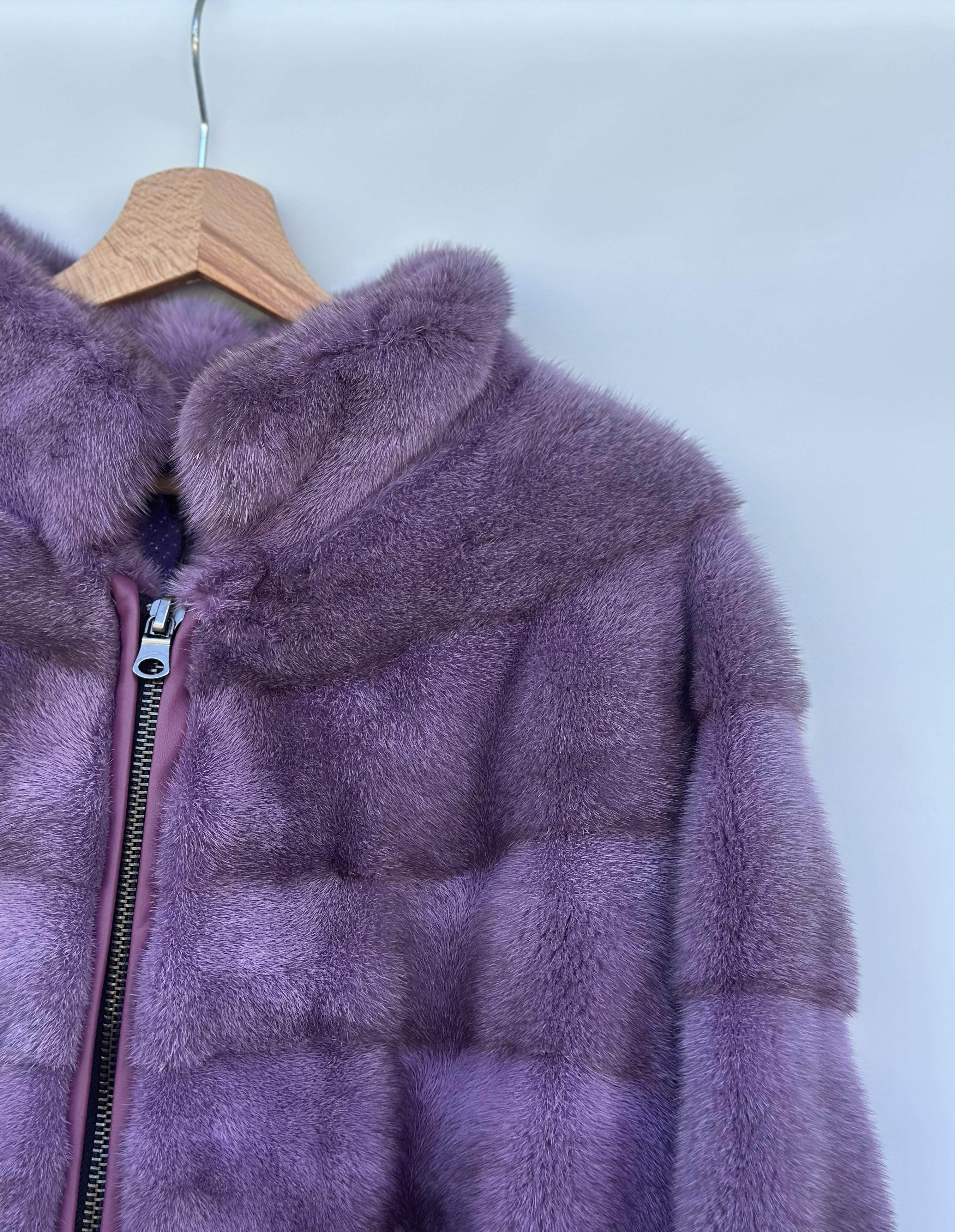 Purple Mink Short Jacket With Zipper