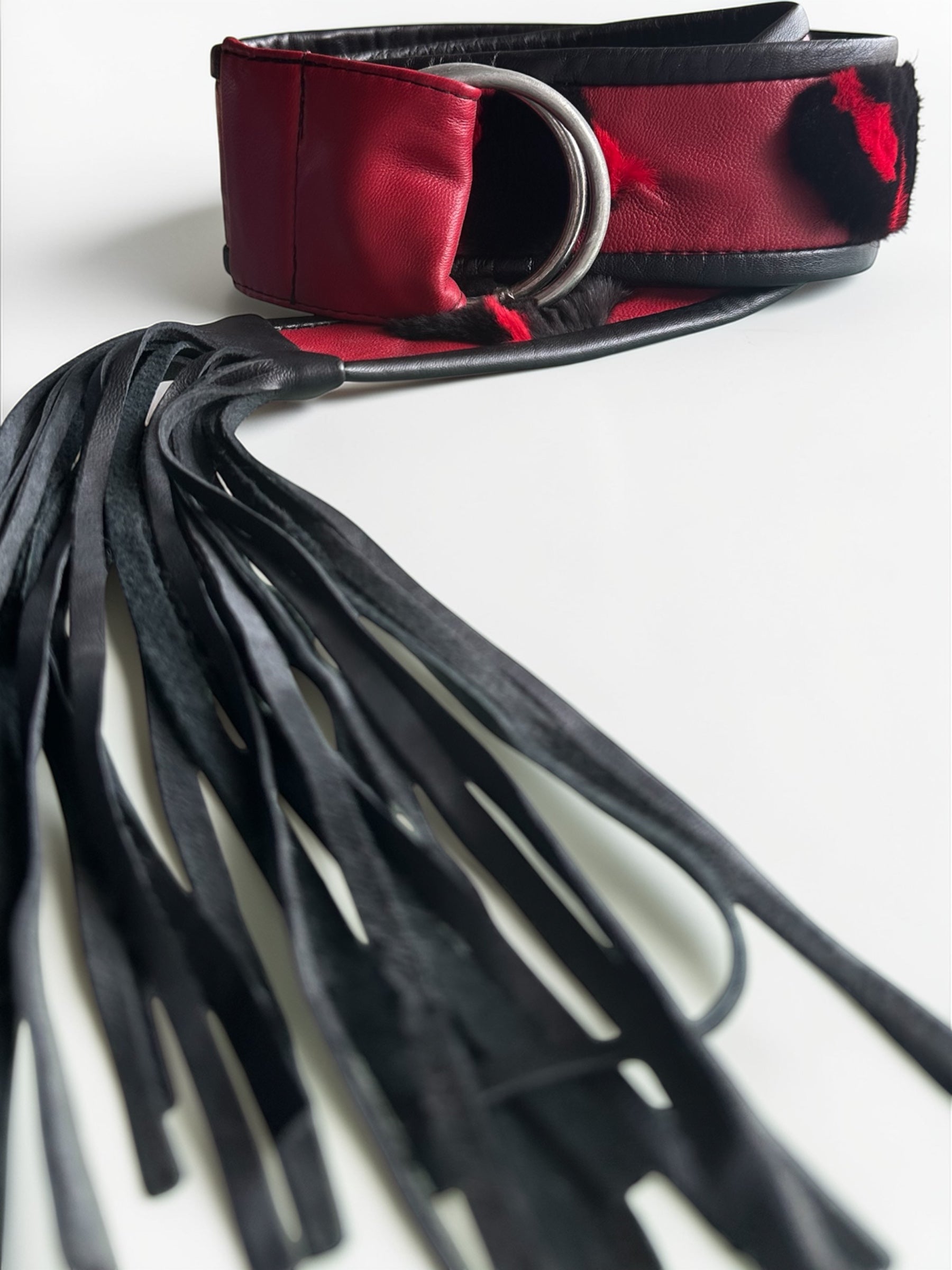Red Leather with Fur Trim Belt