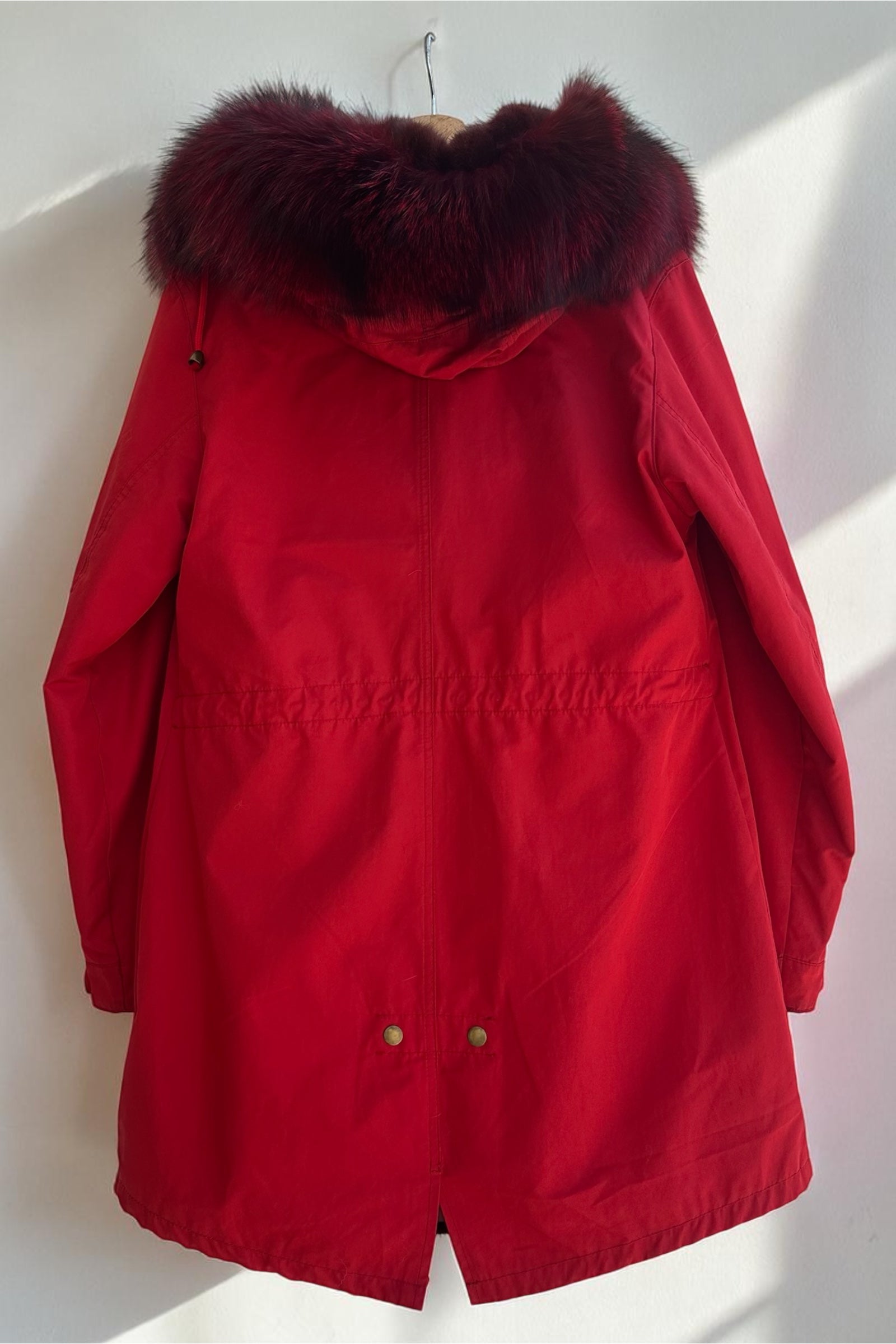 Red Parka with Fox Collar and Mink Lining
