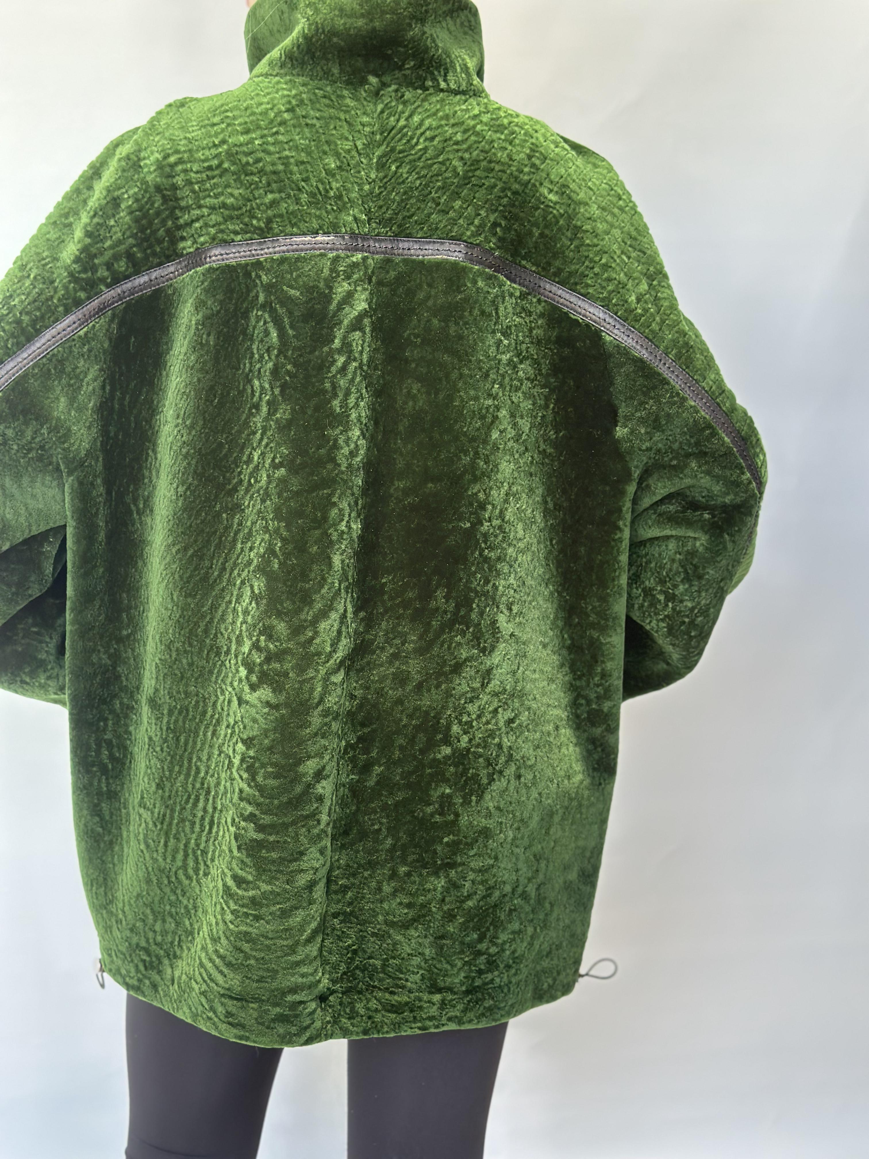 Reversible Green Sheepskin Raincoat