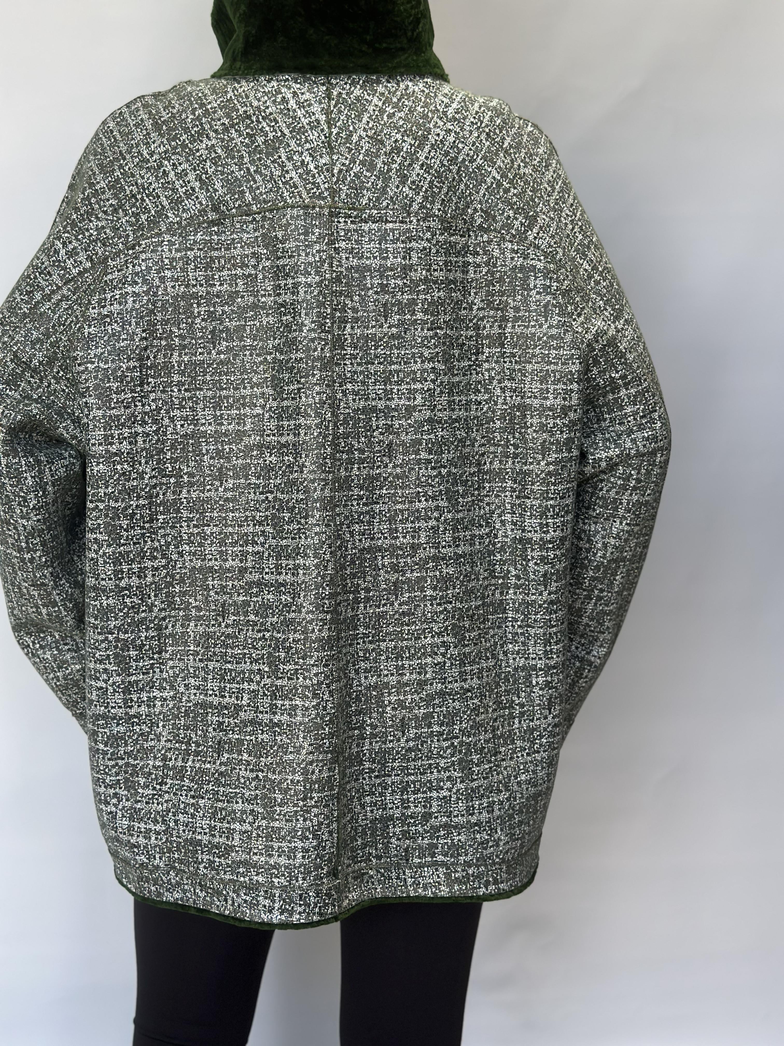Reversible Green Sheepskin Raincoat