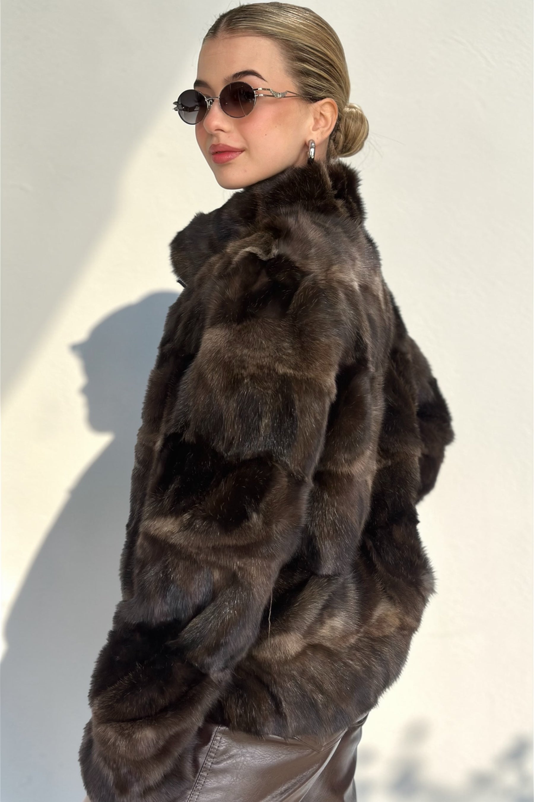 Reversible Sable Fur Zip Up Jacket