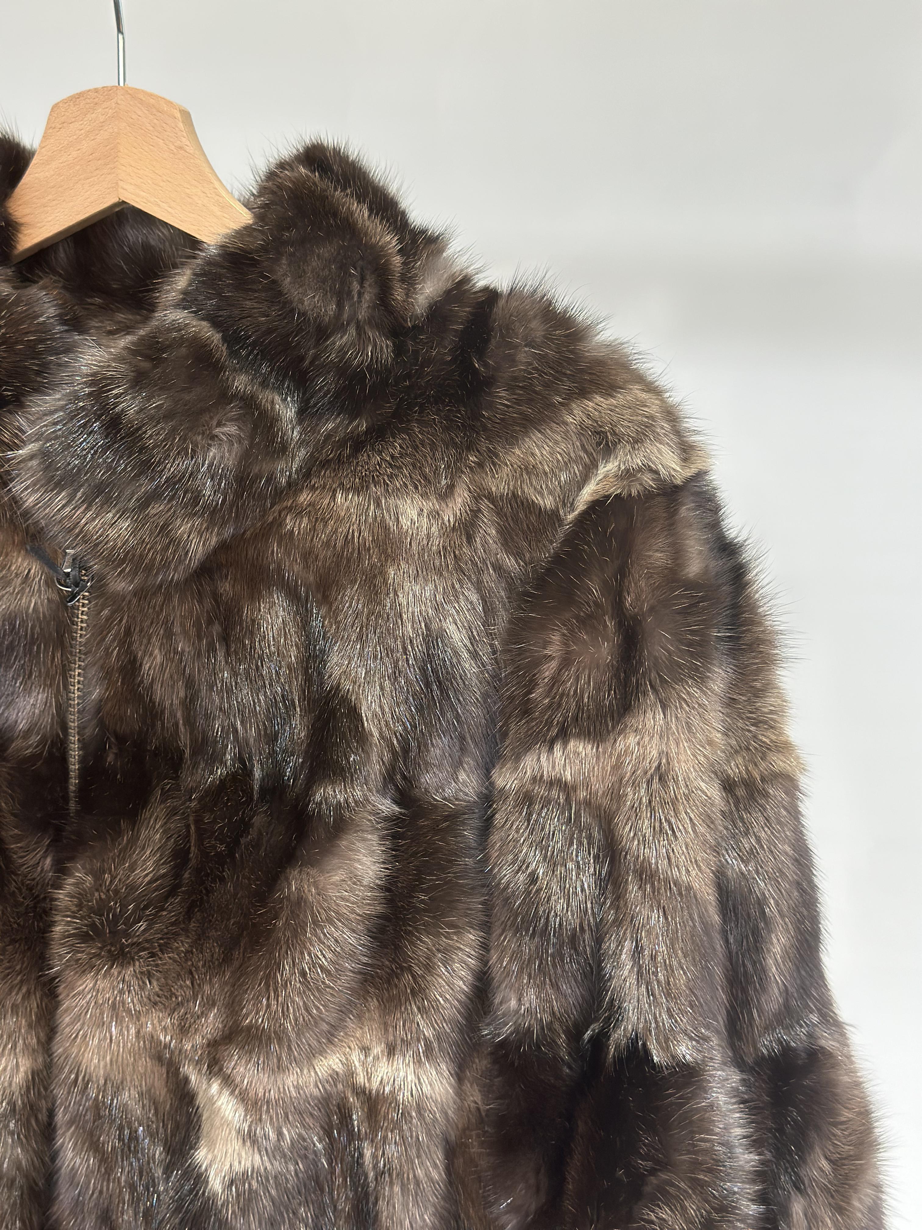 Reversible Sable Fur Zip Up Jacket