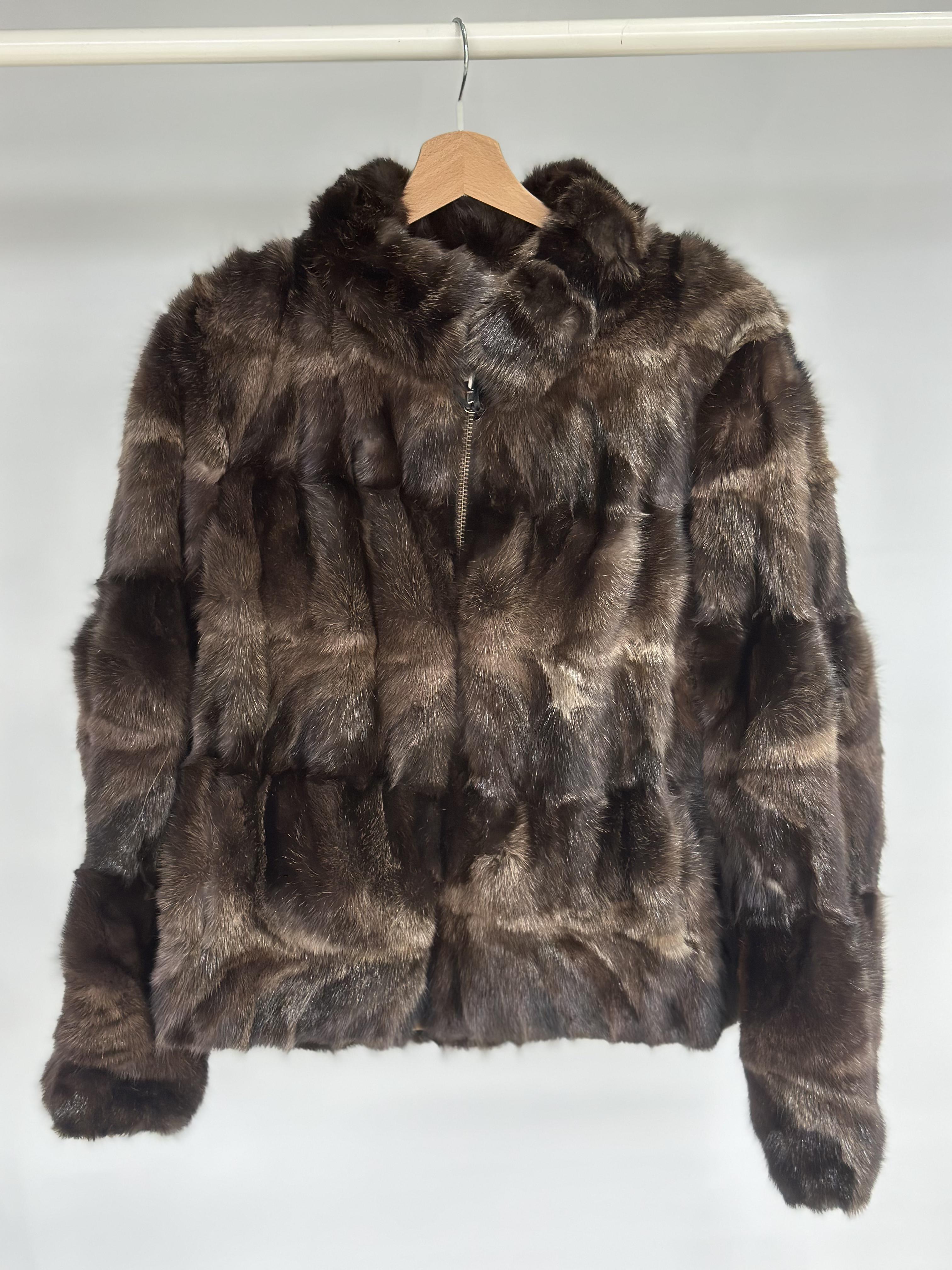 Reversible Sable Fur Zip Up Jacket