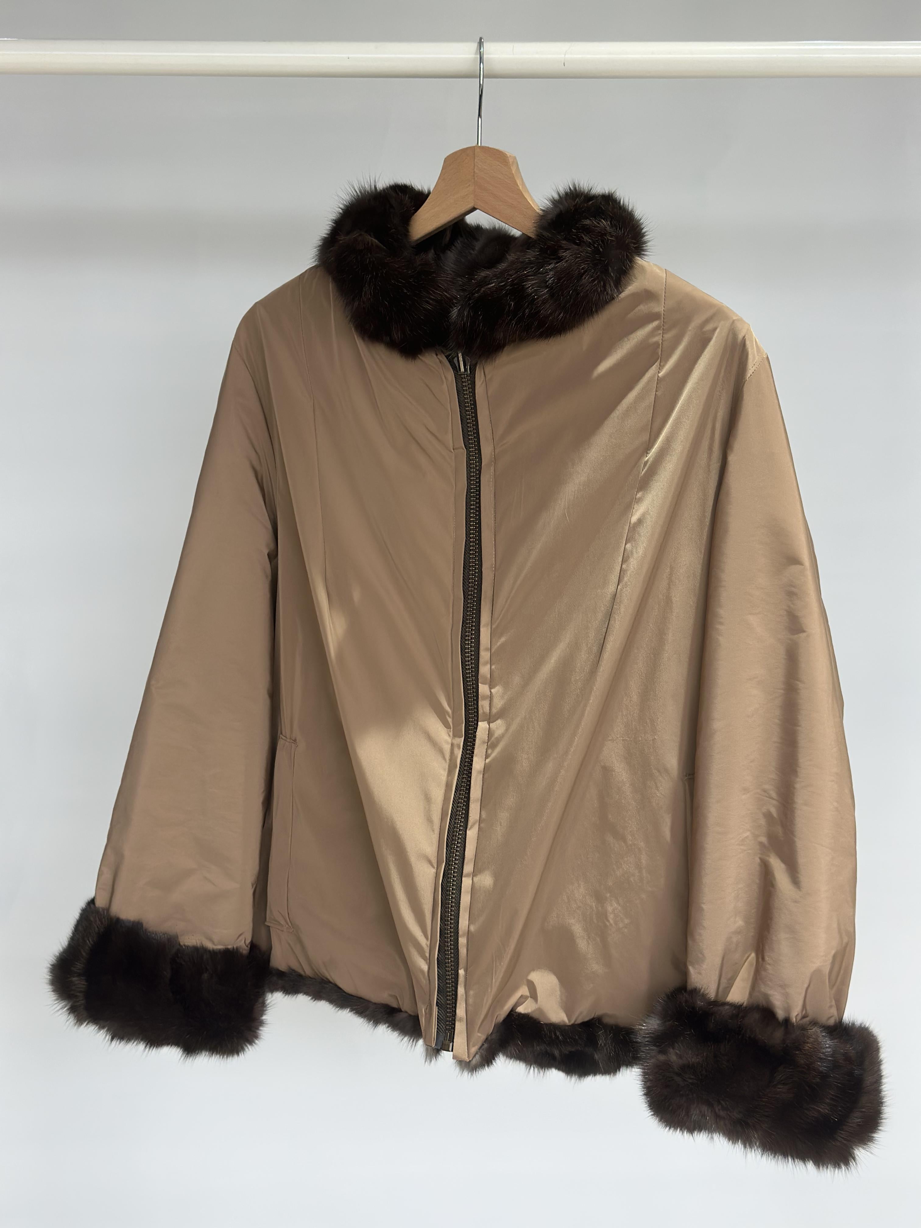 Reversible Sable Fur Zip Up Jacket