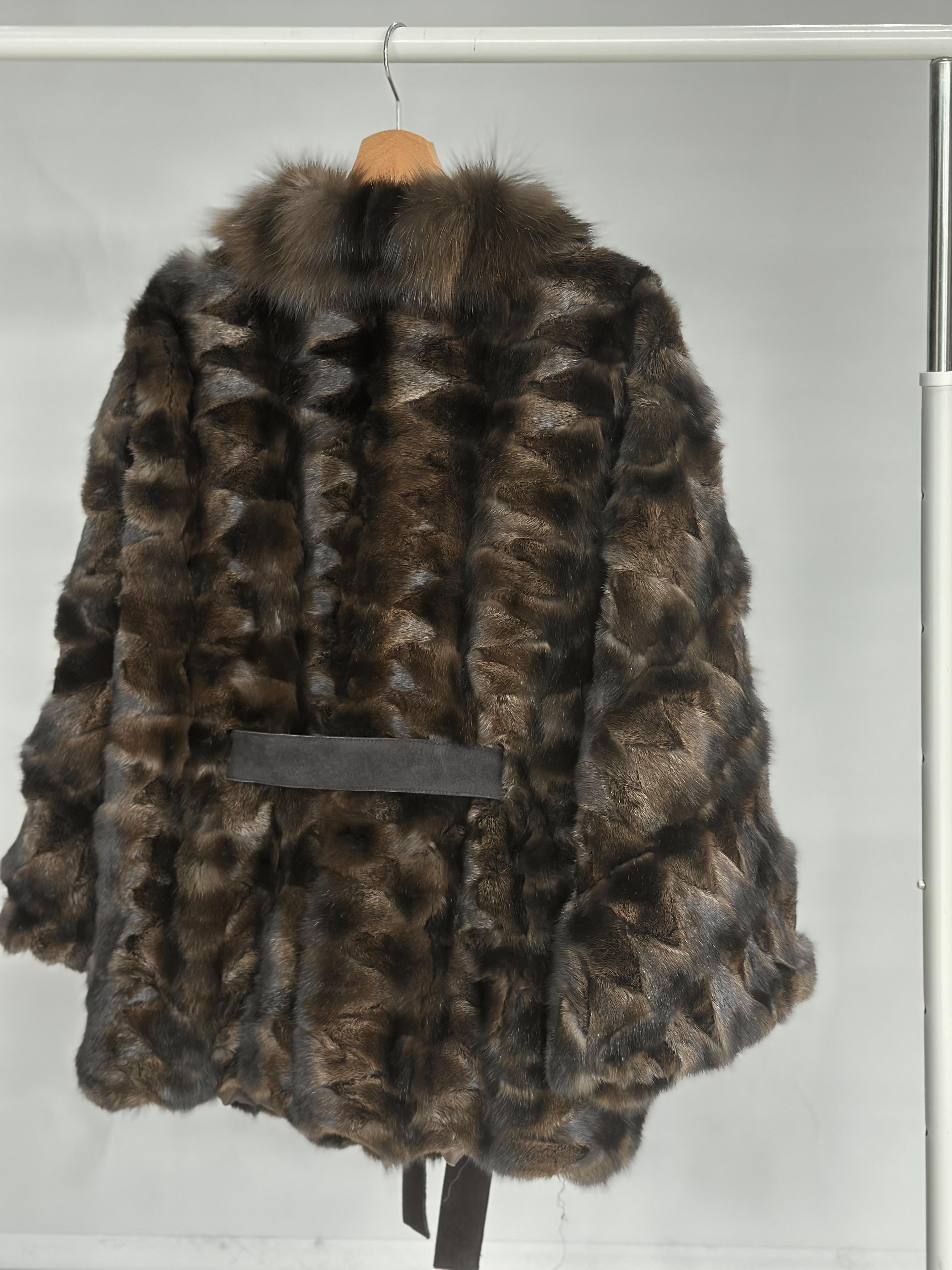 Sable Fur Jacket With Suede Belt