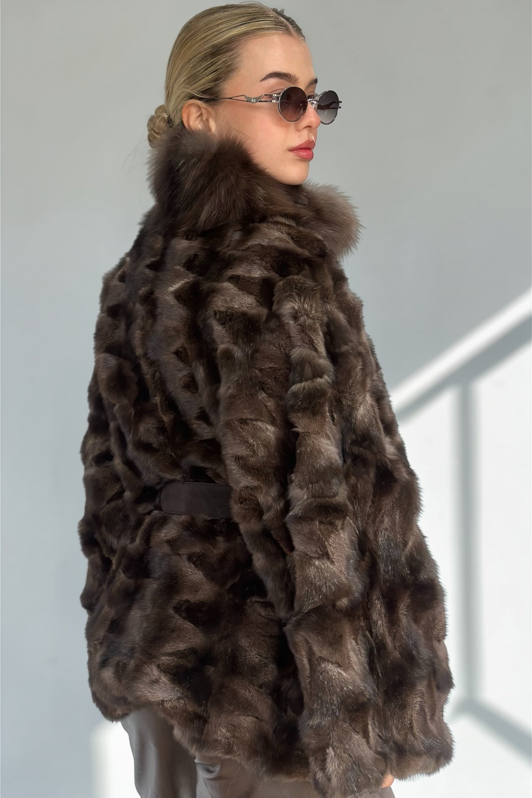 Sable Fur Jacket With Suede Belt
