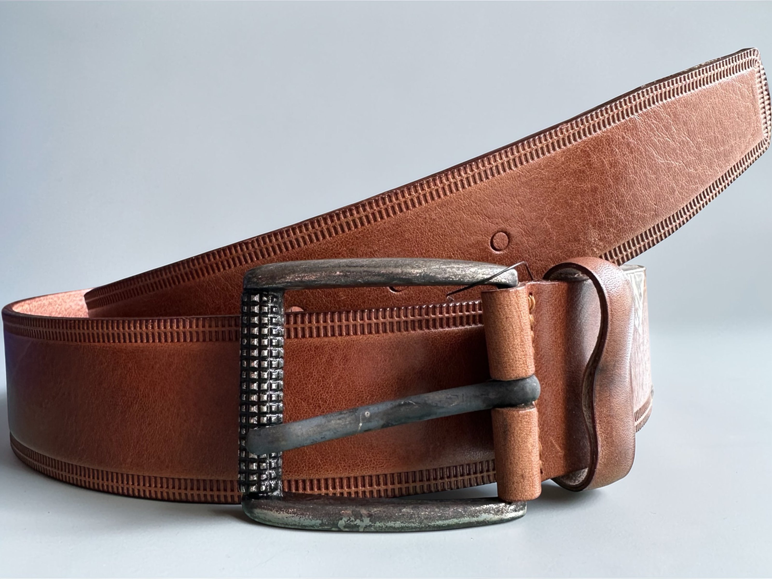 Tan Embossed Leather Belt