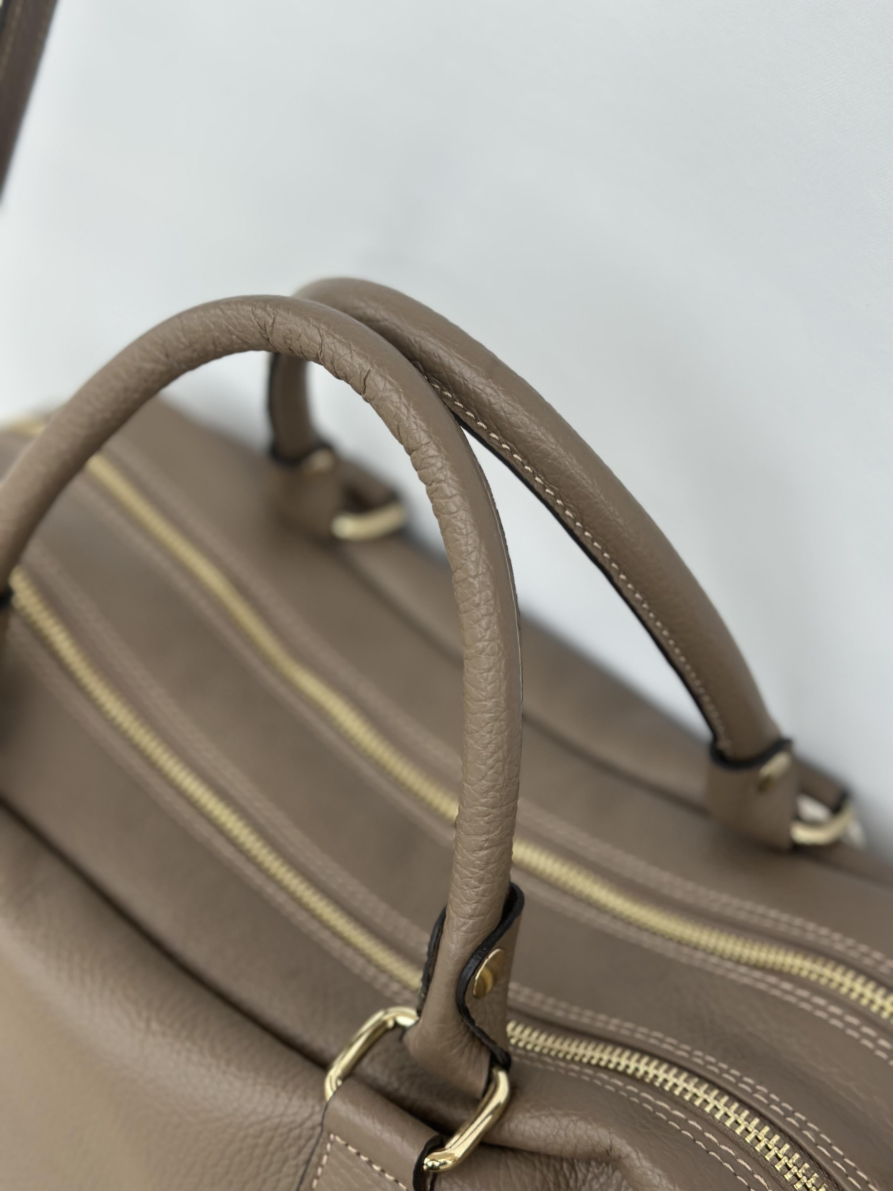 Taupe Leather Shoulder Bag