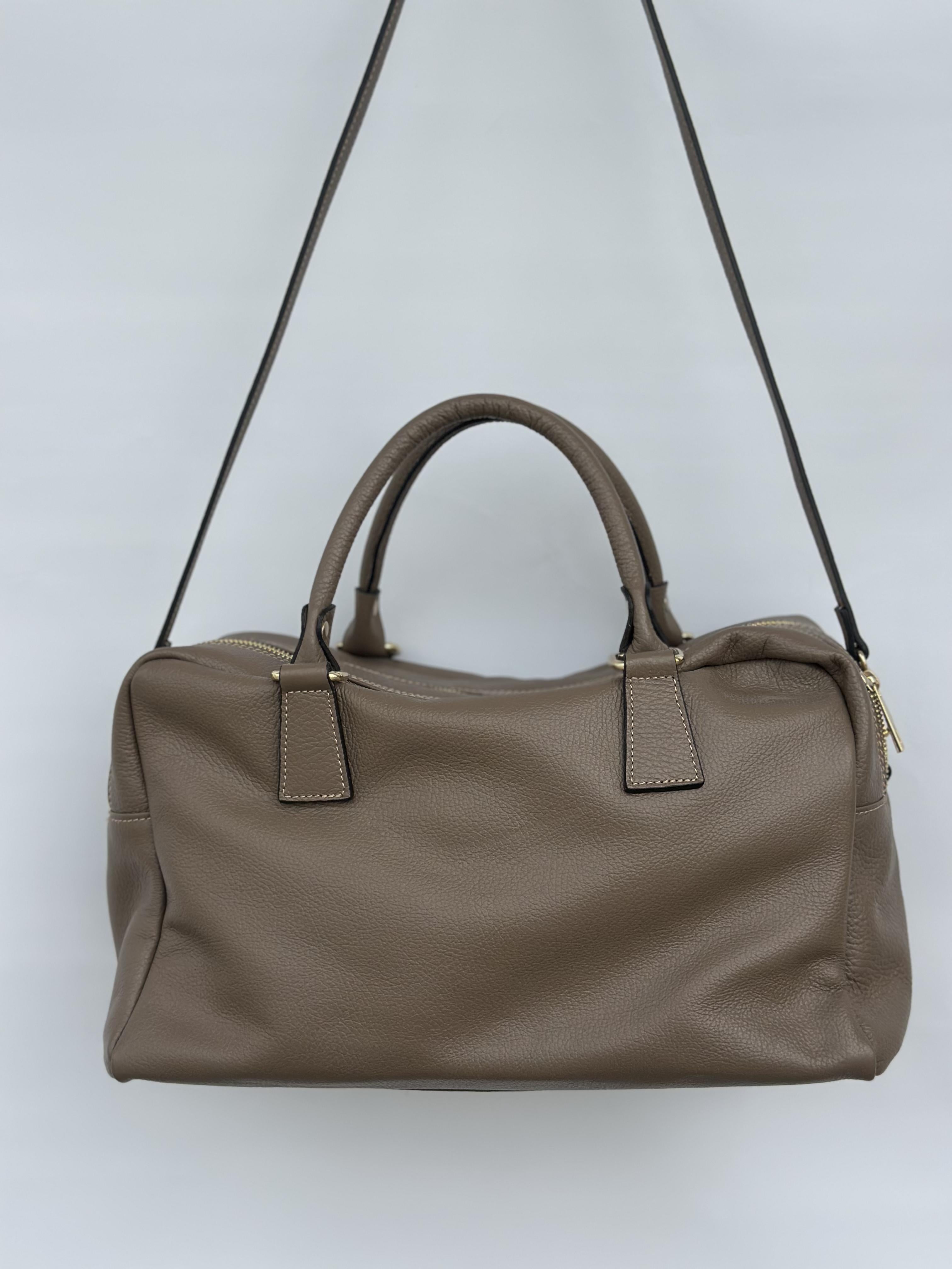 Taupe Leather Shoulder Bag