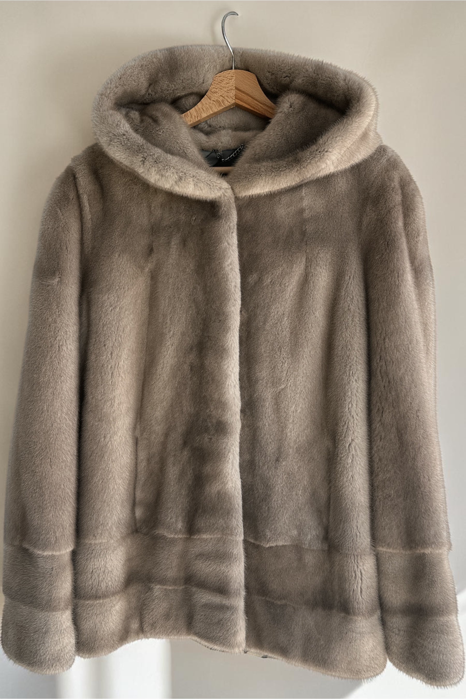 Taupe Mink Jacket With Hood