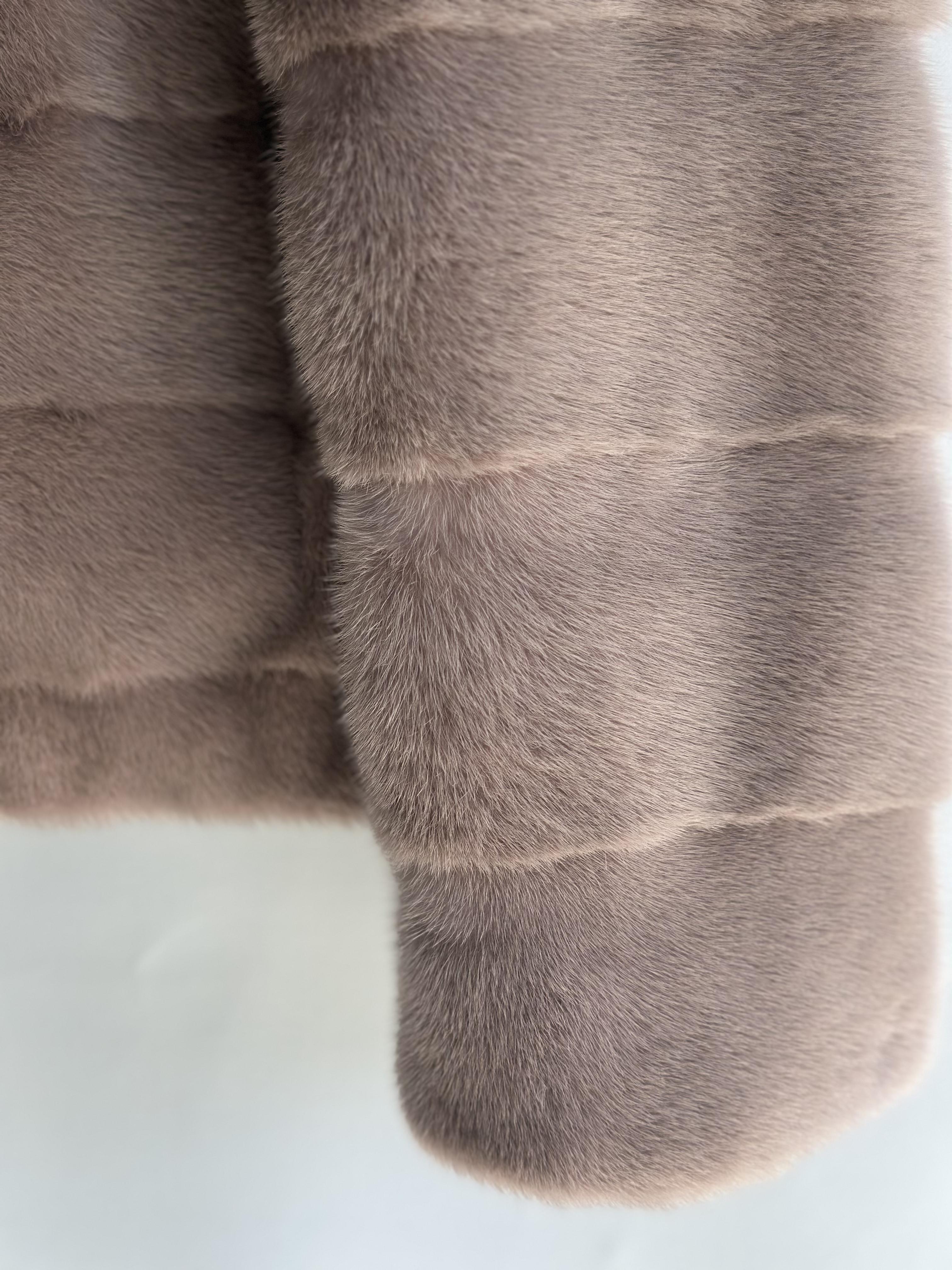 Taupe Mink Short Jacket With Horizontal Cut