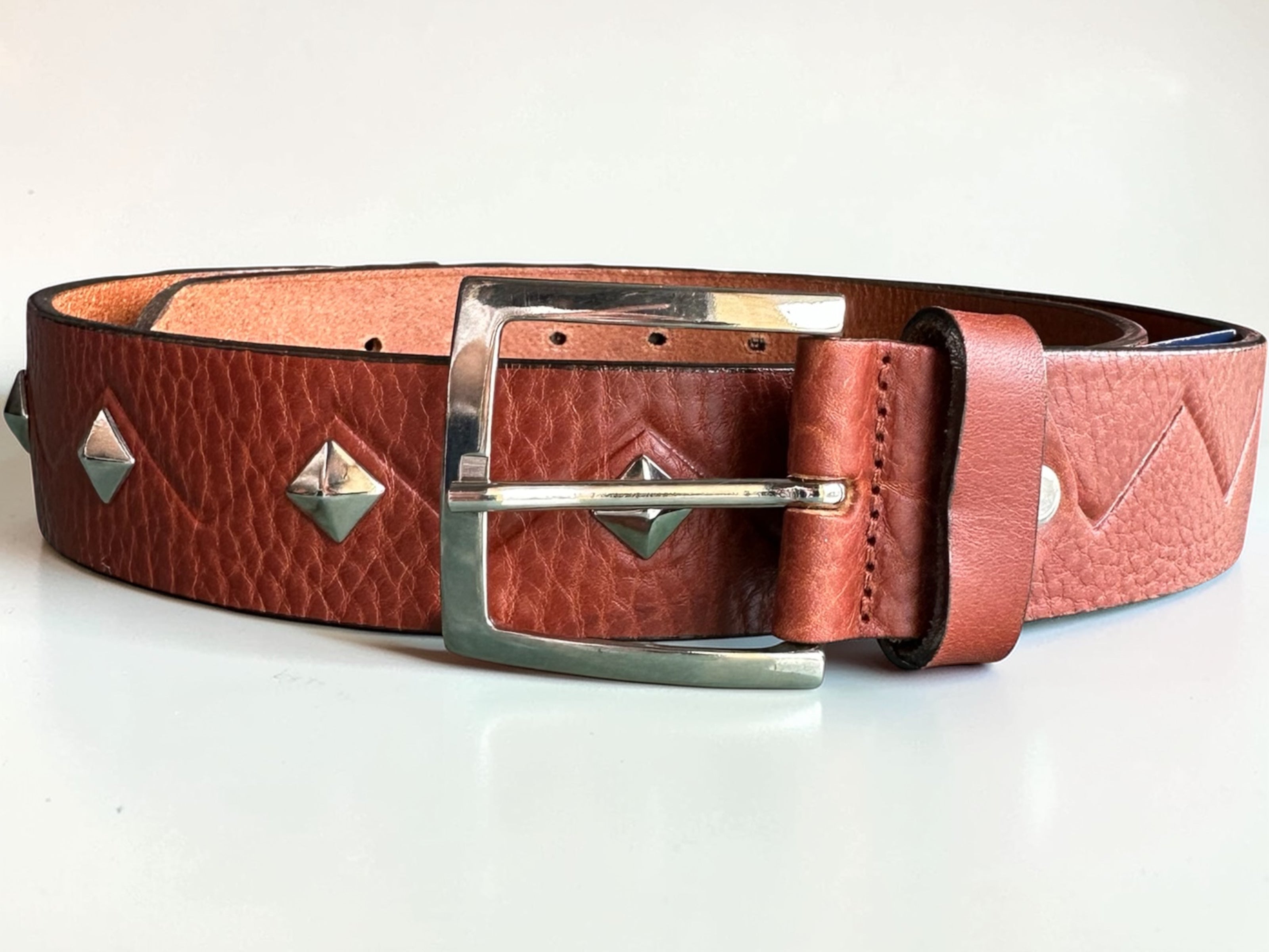 Terracotta Studded Leather Belt