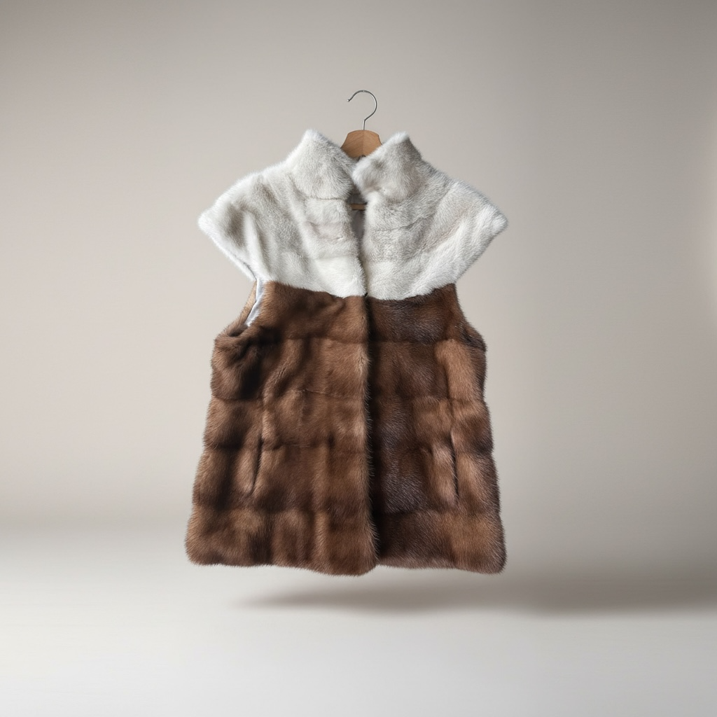 White Brown Mink Fur Vest