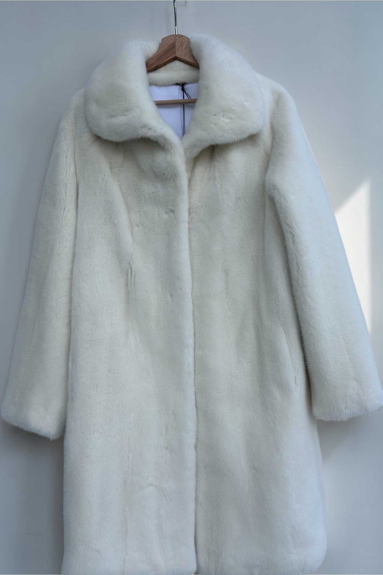 White Mink Coat With Shawl Collar