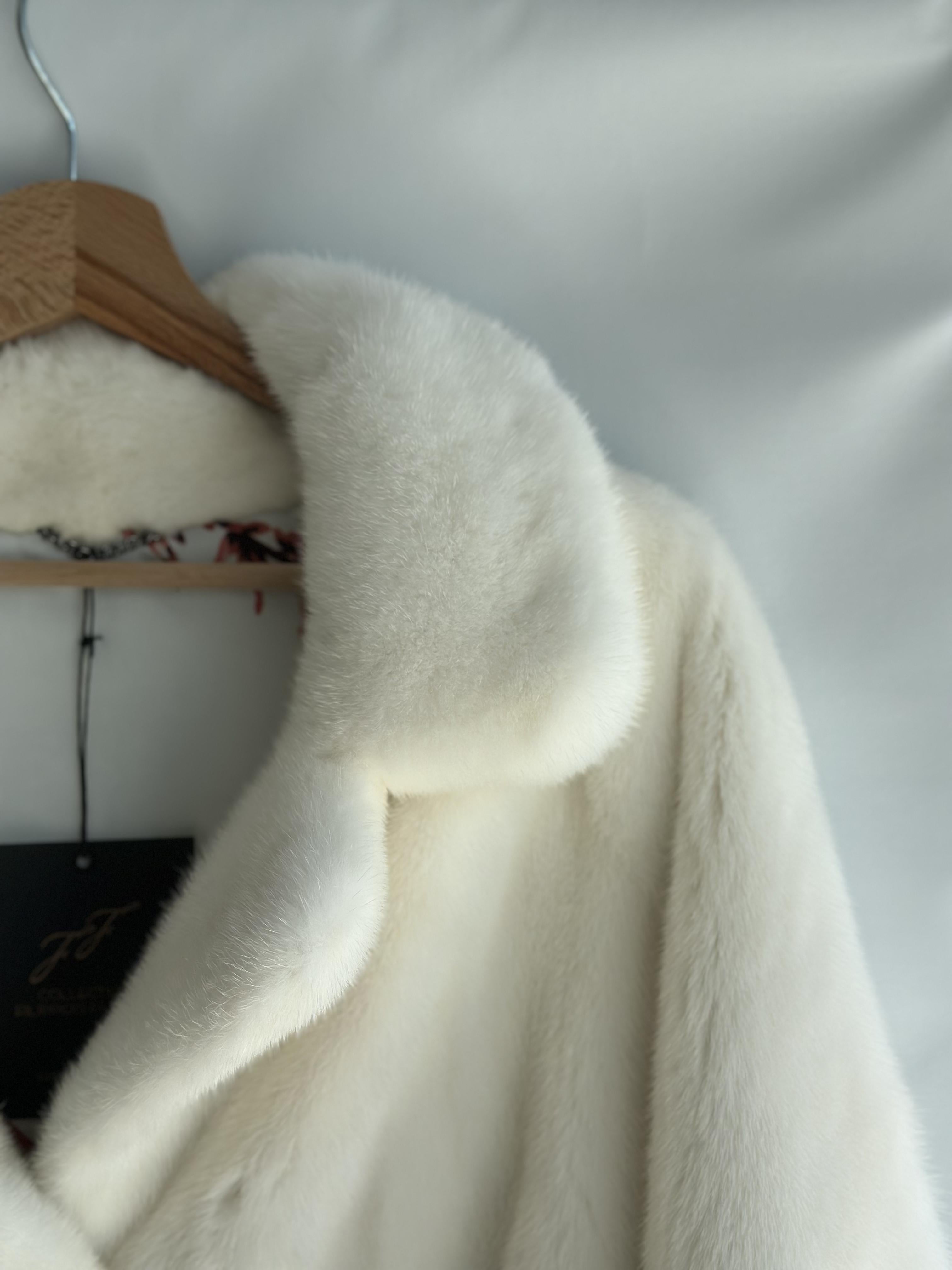 White Mink Coat With Shawl Collar