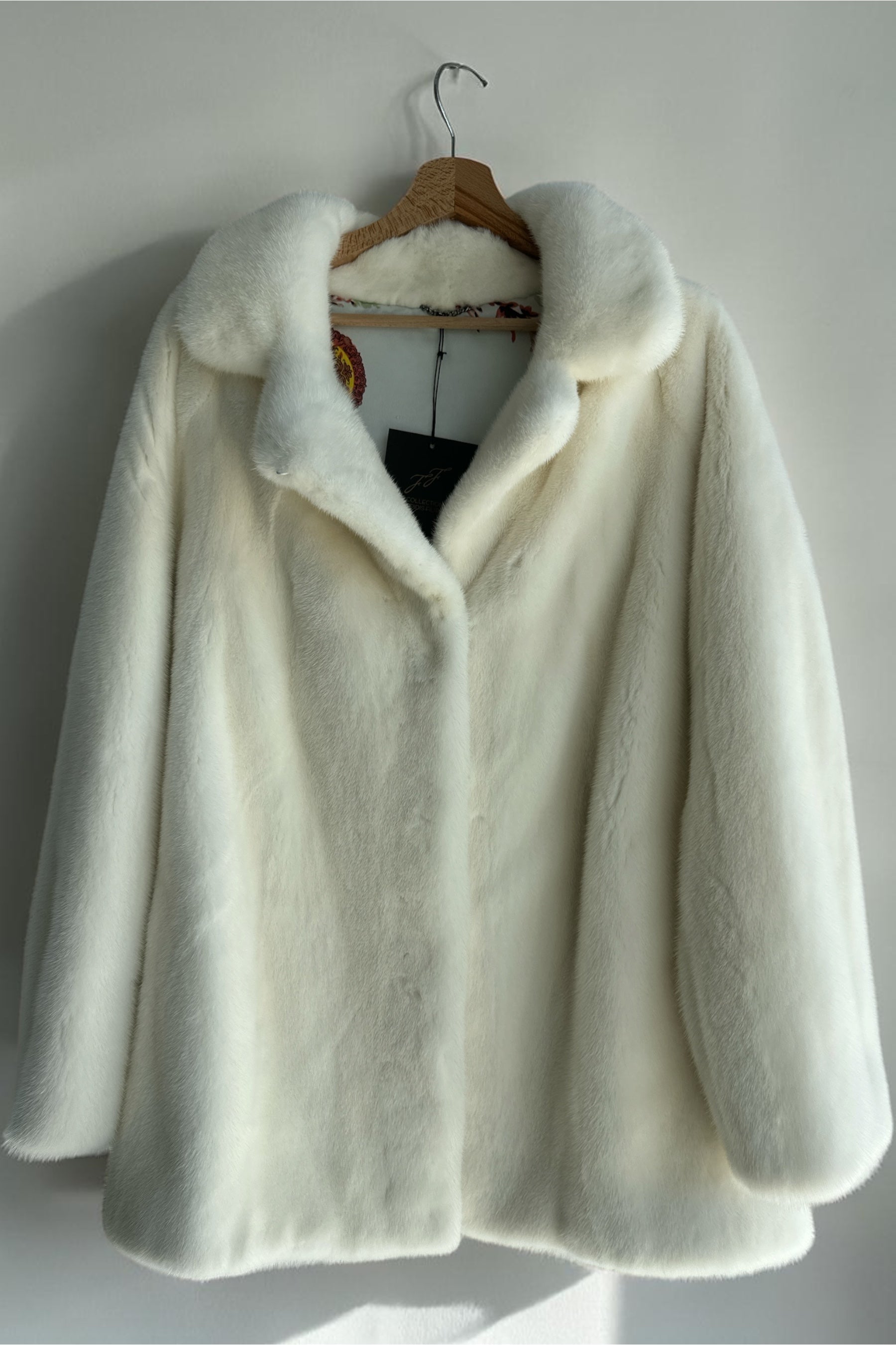 White Mink Jacket With Shawl Collar