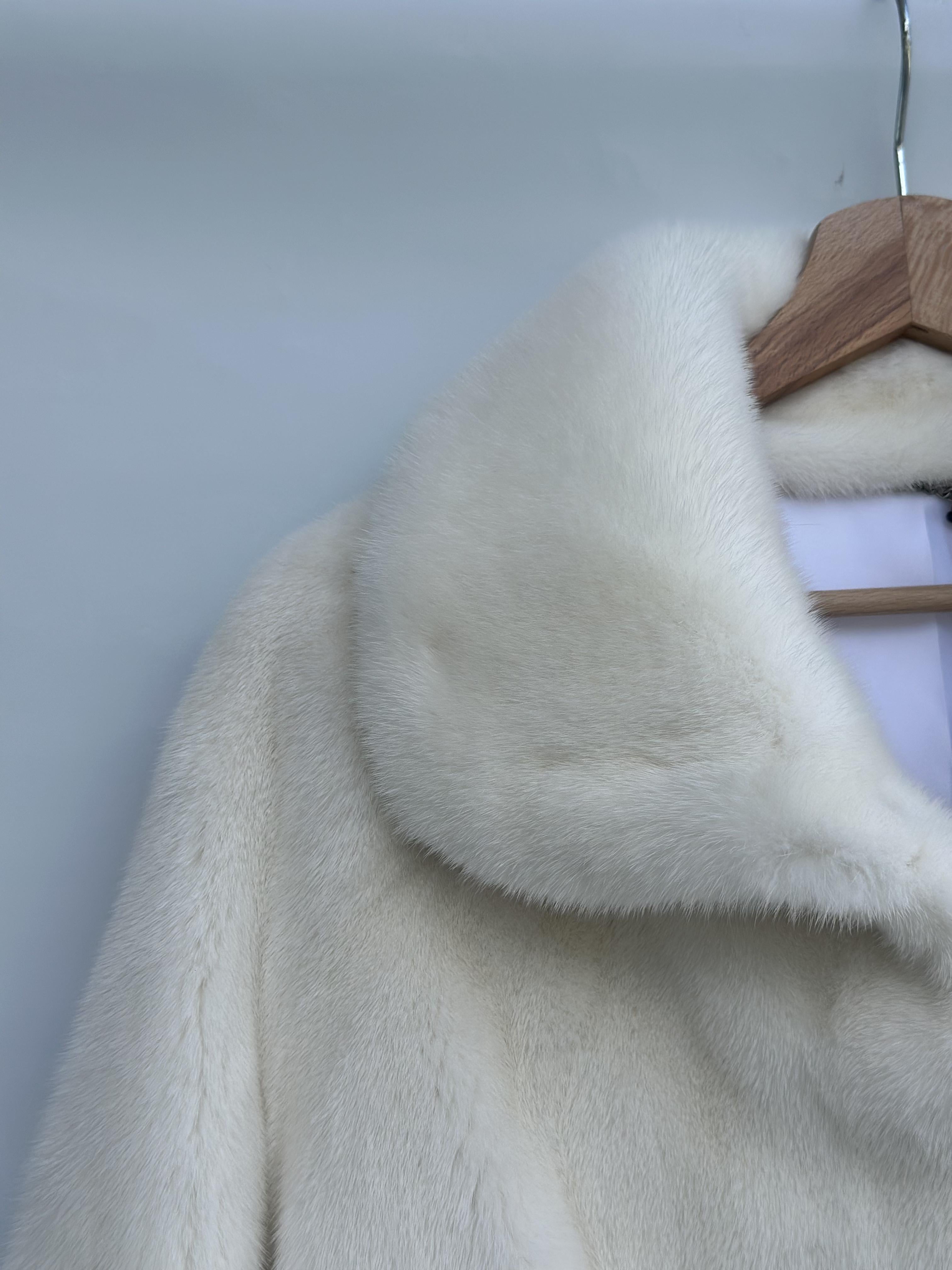 White Mink Jacket With Shawl Collar