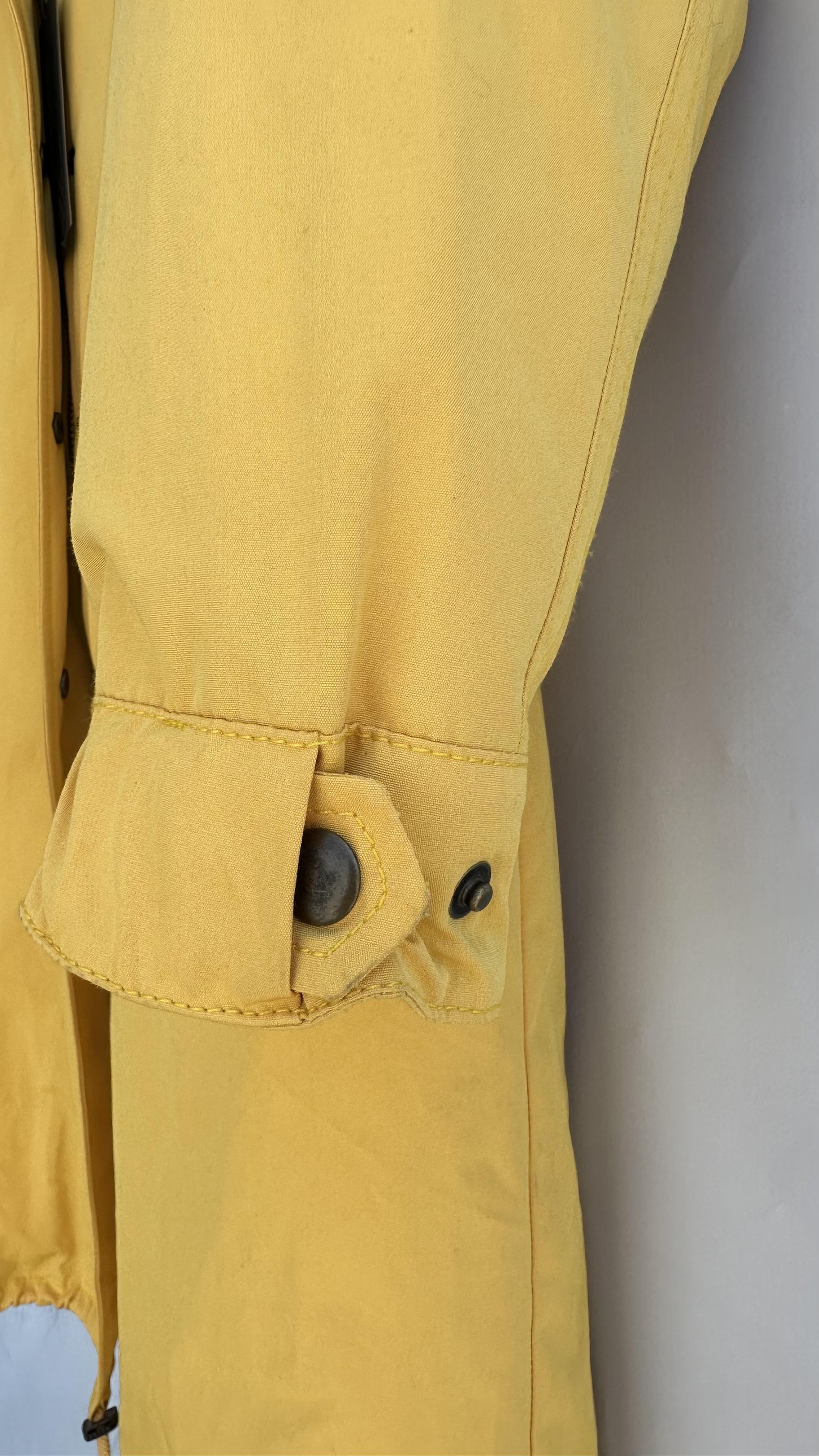 Yellow Parka with Dark Blue Fox Collar and Lining