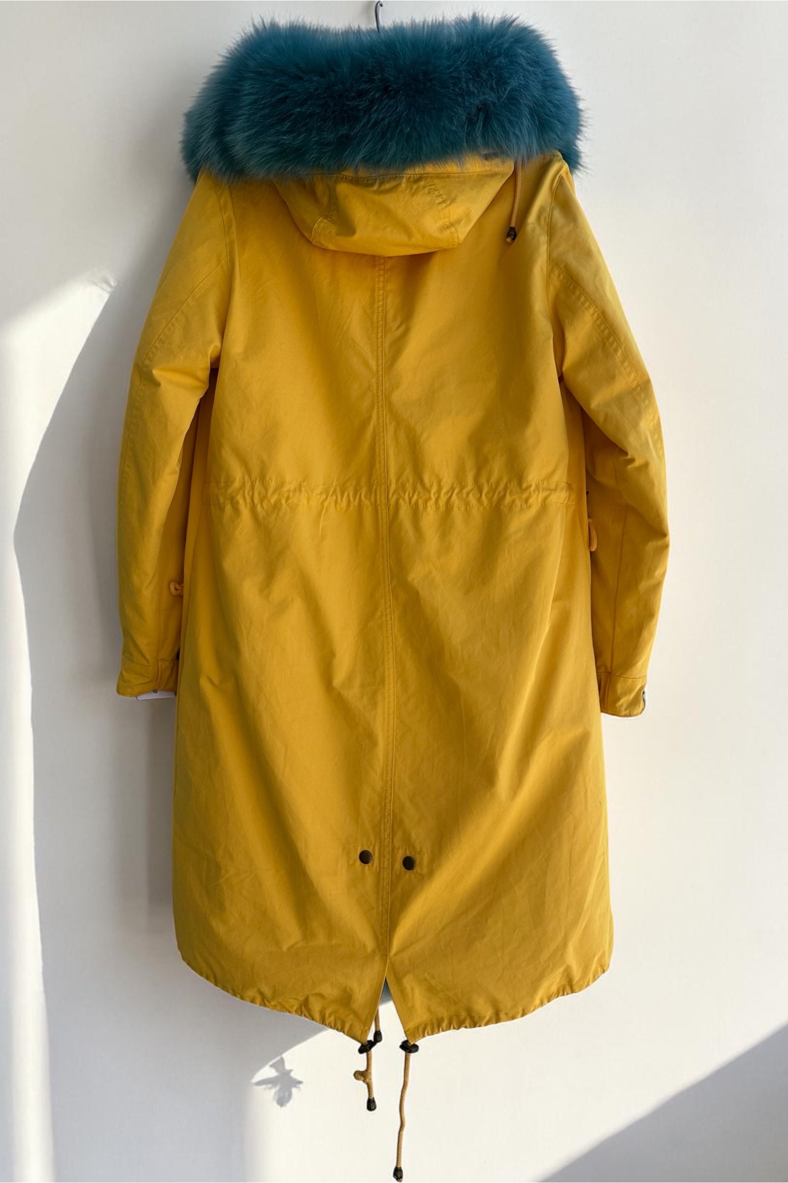 Yellow Parka with Blue Fox Collar and Lining
